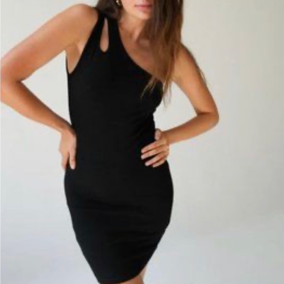 Elodie One-Shoulder Bodycon Dress Black XL - Picture 1 of 6